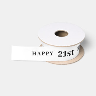Feier 21: Joyful Birthday White Ribbon Satinband
