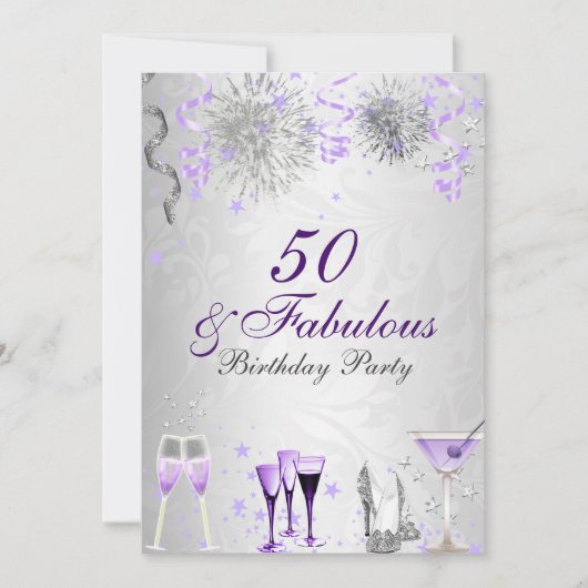 Feier 50 & fabelhafte Einladung zum Geburtstag (Vorderseite)
