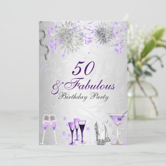 Feier 50 & fabelhafte Einladung zum Geburtstag (Stehend Vorderseite)