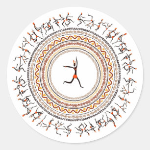 Feier/Afrikanisches VolksTanz-Motiv-Design Runder Aufkleber