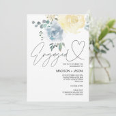 Feier der Blauen Flora und Creme Einladung (Stehend Vorderseite)