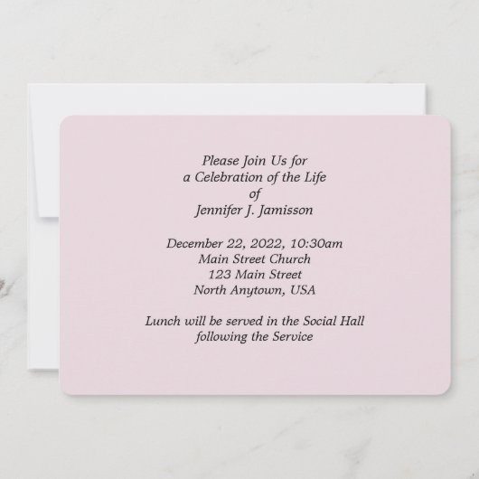 Feier der Einladung zum Leben in der blass rosa Ro (Rückseite)