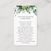 Feier der Foto-Blumengebet-Karte Visitenkarte (Rückseite)