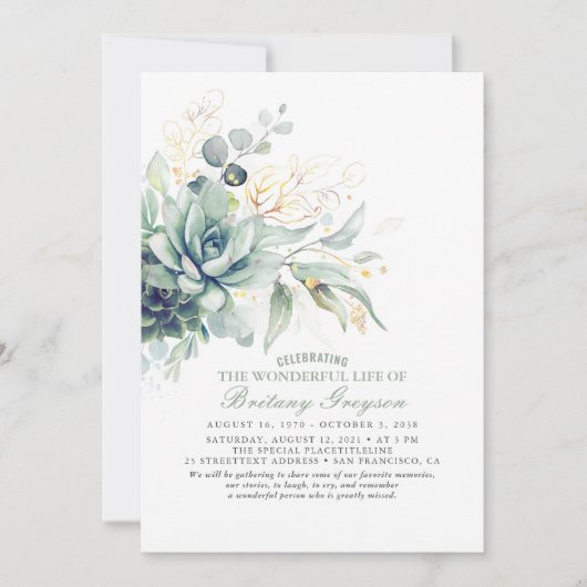 Feier der Gedenkfeier Einladung (Vorderseite)