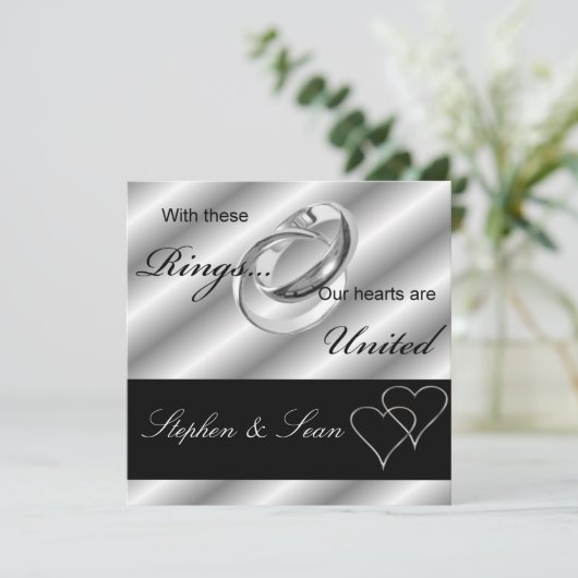 Feier der Hochzeit von Schwulen - Einladung (Stehend Vorderseite)