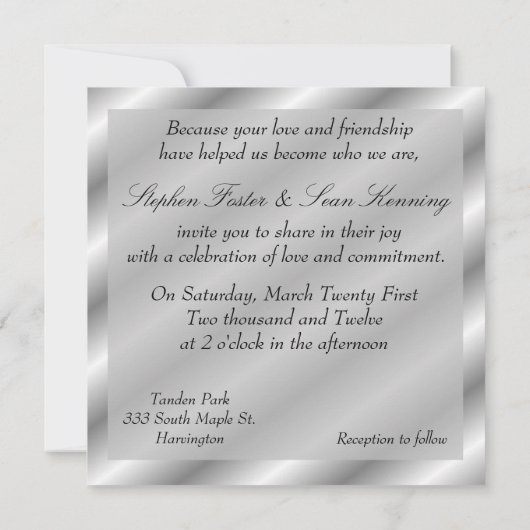 Feier der Hochzeit von Schwulen - Einladung (Rückseite)