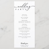 Feier der Hochzeitsfeier in Schwarz und Weiß Programm (Rückseite)