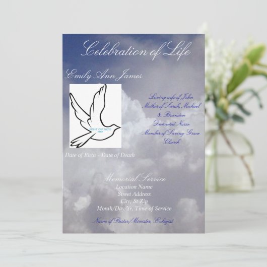 Feier der Leben-Begräbnis- Einladung/des Programms Einladung (Stehend Vorderseite)