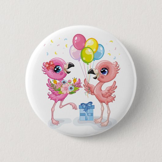 Feier der rosa Flamingos Button (Vorderseite)