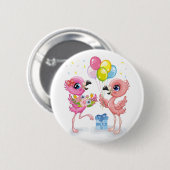 Feier der rosa Flamingos Button (Vorne & Hinten)