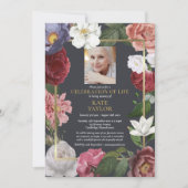 Feier der Rose Leben Blumenbeerdigung Foto Einladung (Vorderseite)