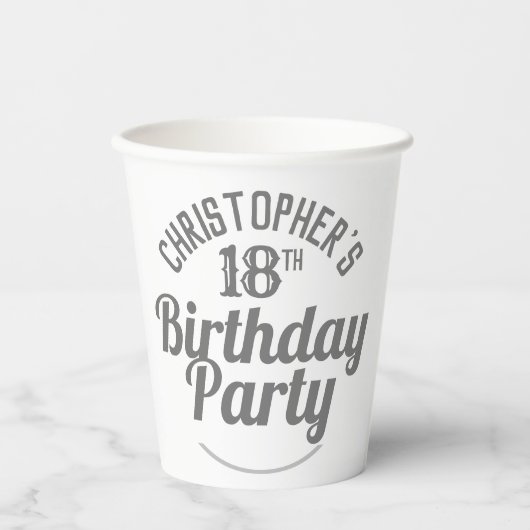 Feier des 18. Geburtstags Pappbecher (Vorderseite)