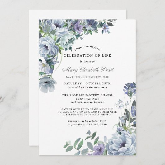 Feier des blauen Blumenhandels Einladung (Vorne/Hinten)