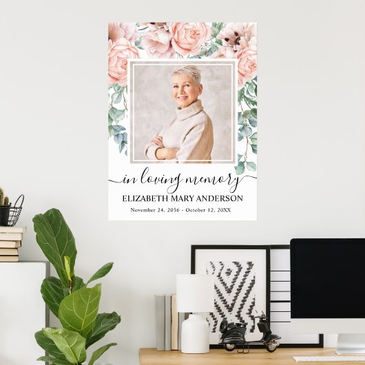 Feier des blush Pink Peony Foto Poster (Heimbüro)