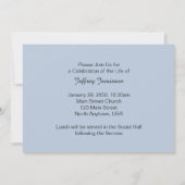 Feier des Einladens zum Leben in der U-Bahn Einladung (Rückseite)