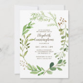 Feier des grünen Blattwerks von Life Watercolor Einladung (Vorderseite)