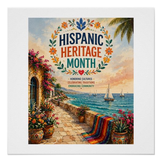 Feier des Hispanic Heritage Month am Meer Poster (Vorderseite)