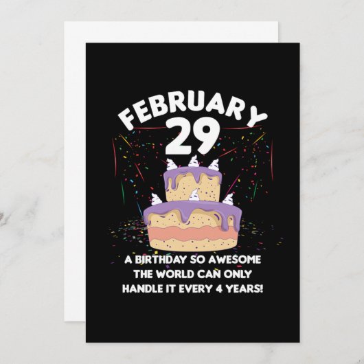 Feier des Leap Year 29 Februar Geschenk Einladung (Vorne/Hinten)