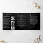 Feier des Lebens 10-Foto Collage Moderne Dreifach-gefaltete Programmkarte (Innenseite)