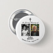 Feier des Lebens 2 Fotos Beerdigung Weiß Button (Vorne & Hinten)