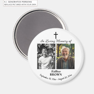 Feier Des Lebens 2 Fotos Beerdigung Weiß Magnet