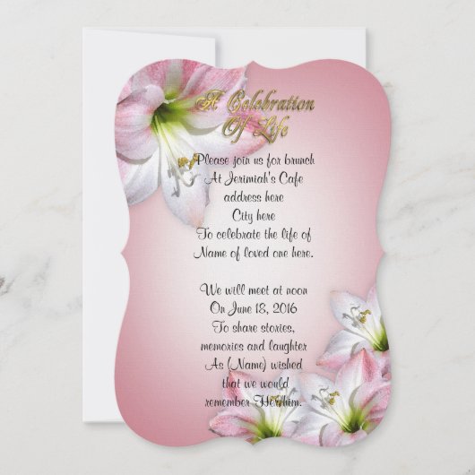 Feier des Lebens Amaryllis Einladung (Vorderseite)