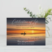 Feier des Lebens Angelsee Sonnenaufgang Einladung (Stehend Vorderseite)