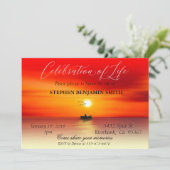 Feier des Lebens Angelsee Sonnenaufgang Einladung (Stehend Vorderseite)