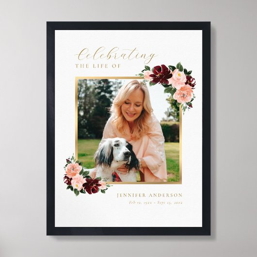 Feier-des-Lebens-Blumen-Foto-Willkommensschild Poster
