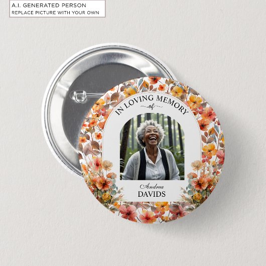 Feier-des-Lebens-Blumen-Trauer-Andenken Button