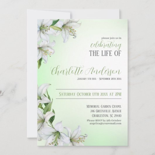 Feier des Lebens Blumenbeerdigung Einladung (Vorderseite)