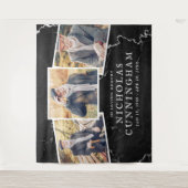 Feier des Lebens Dunkler Marmorstein Drei Foto Wandteppich (Vorderseite)