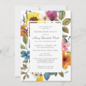 Feier des Lebens Dusty Boho Sommer Floral Invit Einladung (Vorderseite)