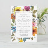 Feier des Lebens Dusty Boho Sommer Floral Invit Einladung (Stehend Vorderseite)