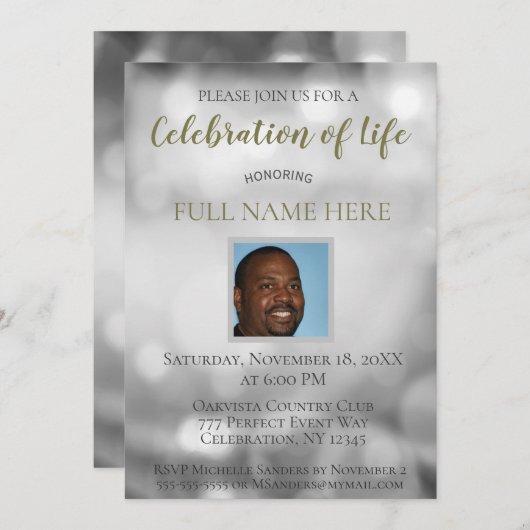 Feier des Lebens - ein Foto hinzufügen Einladung (Vorne/Hinten)