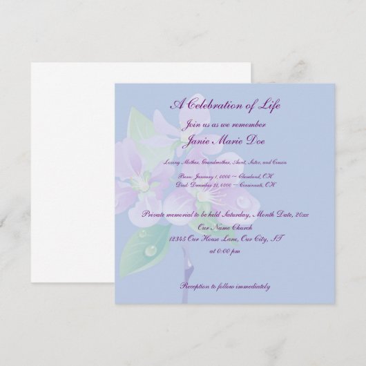 Feier des Lebens Einladung (Vorne/Hinten)