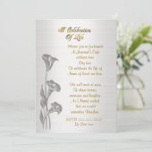 Feier des Lebens Einladung Calla Lilien (Stehend Vorderseite)