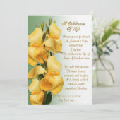 Feier des Lebens Einladung Canna Lilien (Stehend Vorderseite)