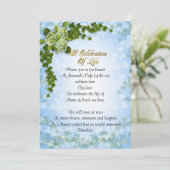 Feier des Lebens Einladung Efeu und Blume (Stehend Vorderseite)