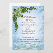 Feier des Lebens Einladung Efeu und Blume (Vorne/Hinten)