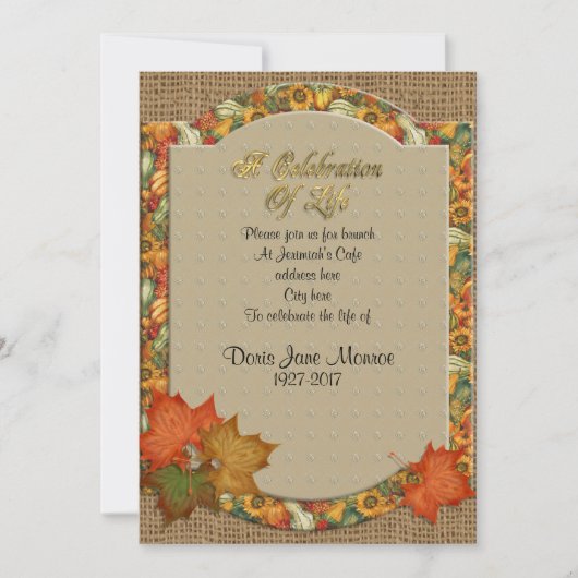 Feier des Lebens Einladung Herbst Thema (Vorderseite)