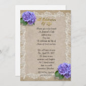 Feier des Lebens Einladung Hydrangea (Vorne/Hinten)