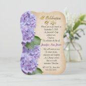 Feier des Lebens Einladung Hydrangea (Stehend Vorderseite)