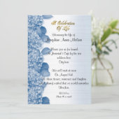 Feier des Lebens Einladung Hydrangea blau (Stehend Vorderseite)