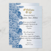 Feier des Lebens Einladung Hydrangea blau (Vorne/Hinten)