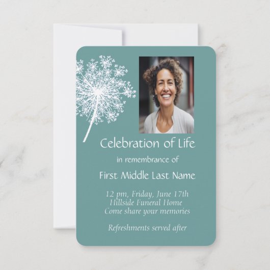 Feier des Lebens Einladung Königin Anne Lace Blume (Rückseite)