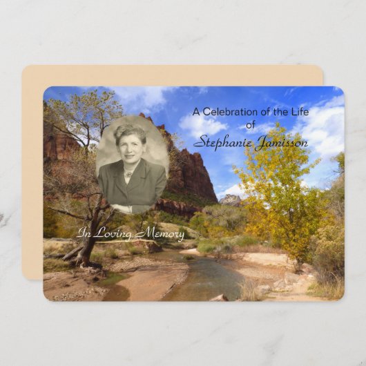 Feier des Lebens Einladung, Landschaft mit Foto Einladung (Vorne/Hinten)