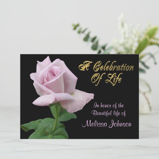 Feier des Lebens Einladung Lavendel Rose (Stehend Vorderseite)