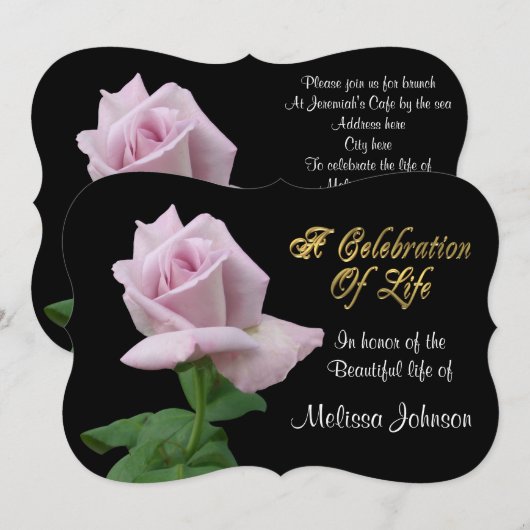 Feier des Lebens Einladung Lavendel Rose (Vorne/Hinten)