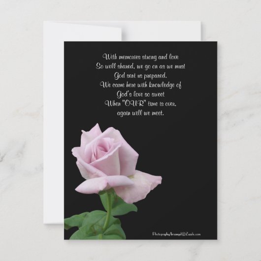 Feier des Lebens Einladung Lavendel Rose (Rückseite)